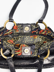 Gianfranco Ferré 2000s Black Woven Leather Top Handle Bag