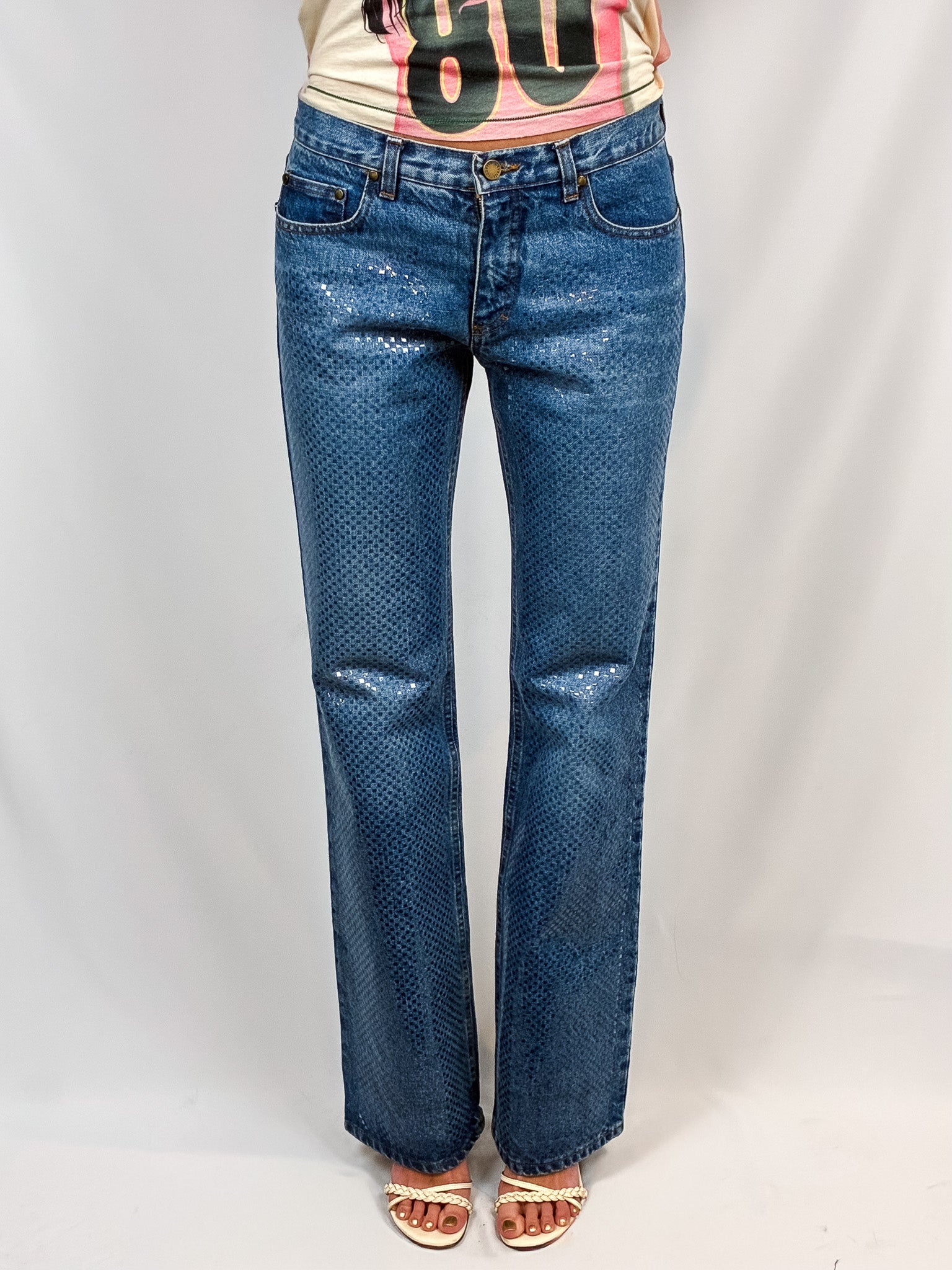 Roberto Cavalli 2000s Crystal Rhinestone Allover Jeans - W32