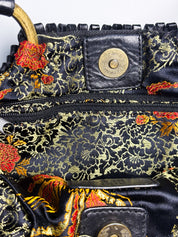 Gianfranco Ferré 2000s Black Woven Leather Top Handle Bag