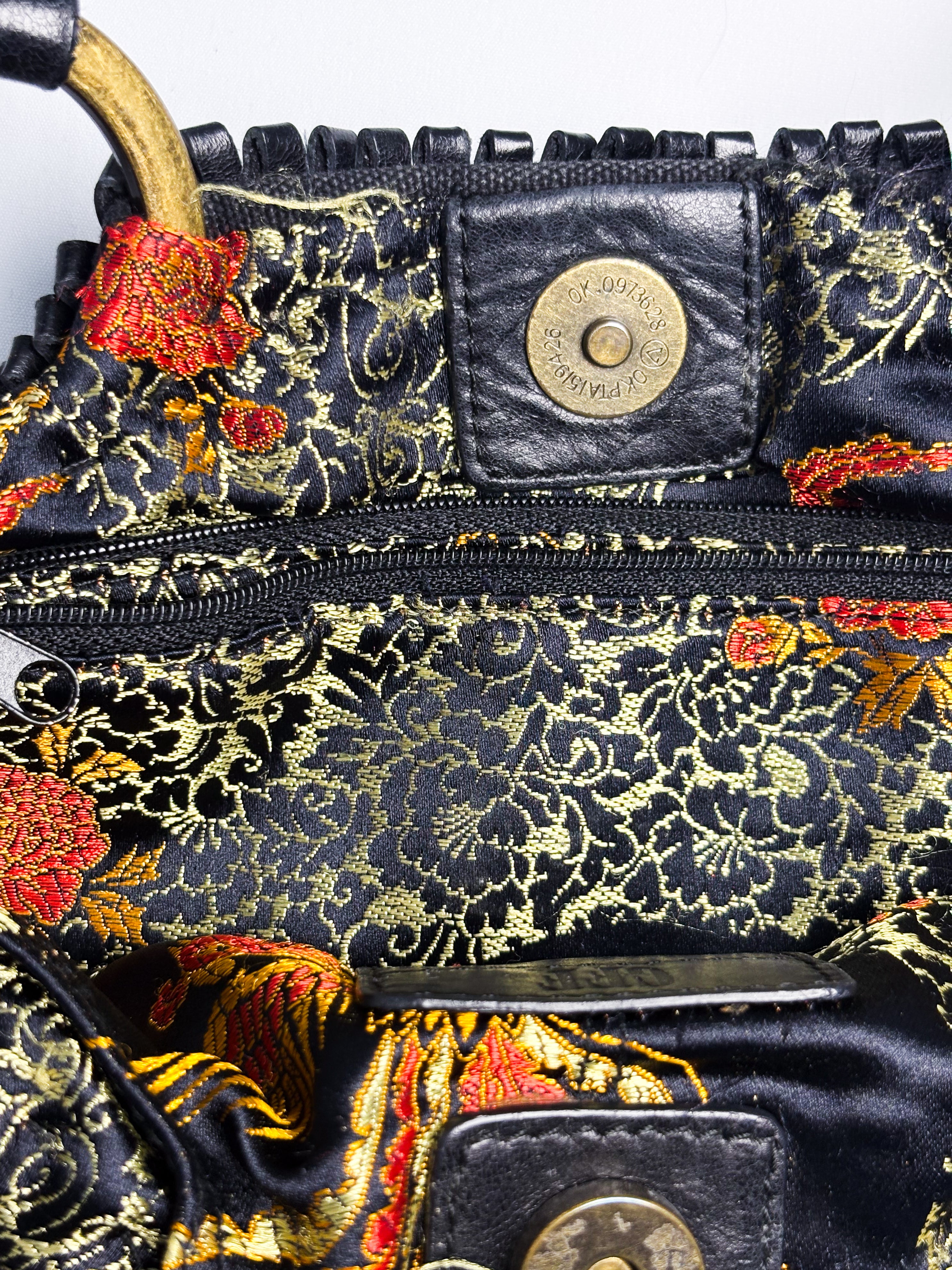 Gianfranco Ferré 2000s Black Woven Leather Top Handle Bag