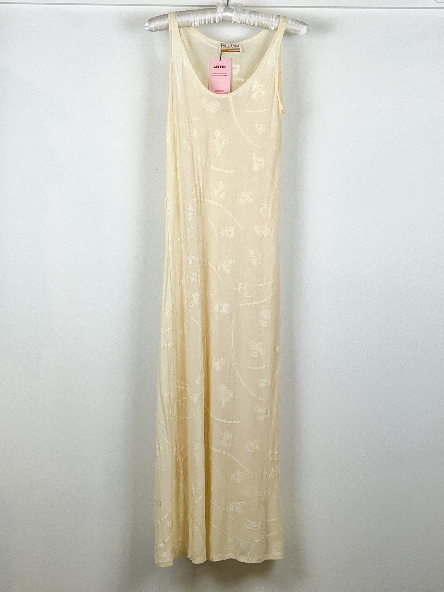 Poi by Krizia 1990s Cream Burnout Floral Maxi Dress - M
