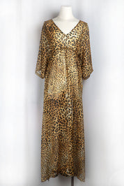 La Perla 2000s Leopard Print Sheer Maxi Kaftan Dress