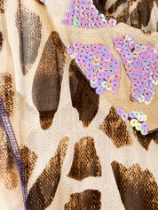 Laltramoda 2000s 100% Silk Leopard Print Sequin Top - L
