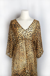 La Perla 2000s Leopard Print Sheer Maxi Kaftan Dress