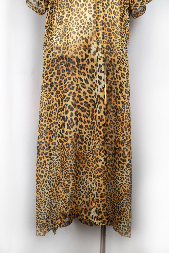 La Perla 2000s Leopard Print Sheer Maxi Kaftan Dress