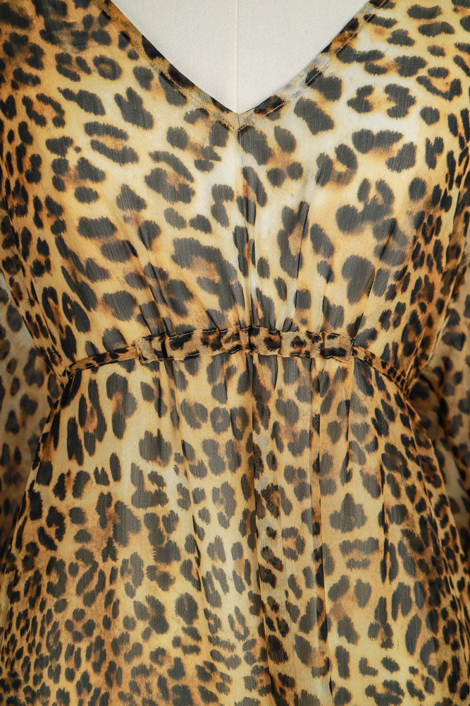 La Perla 2000s Leopard Print Sheer Maxi Kaftan Dress