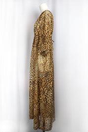 La Perla 2000s Leopard Print Sheer Maxi Kaftan Dress