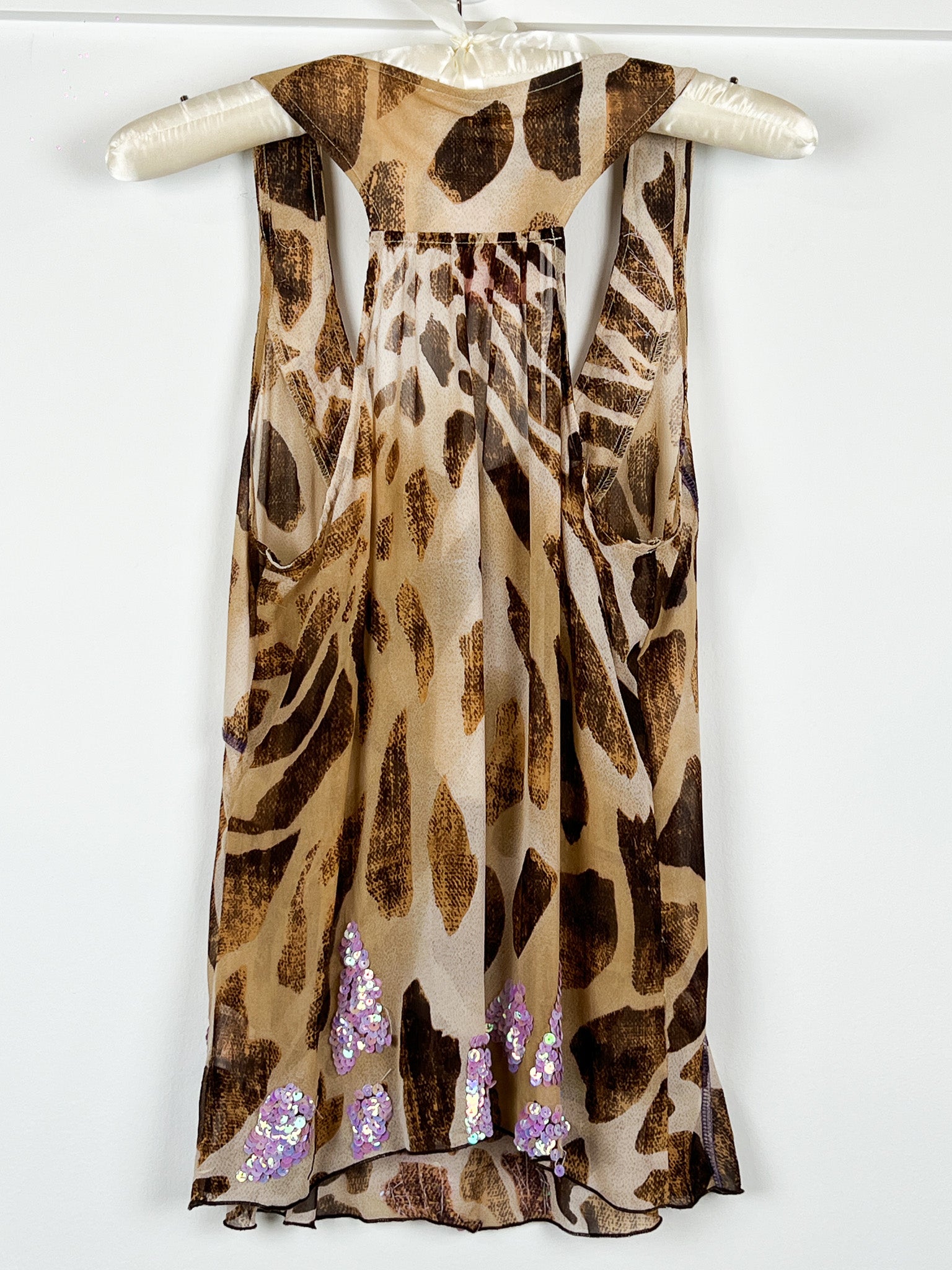 Laltramoda 2000s 100% Silk Leopard Print Sequin Top - L