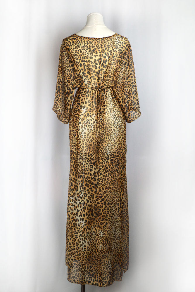 La Perla 2000s Leopard Print Sheer Maxi Kaftan Dress