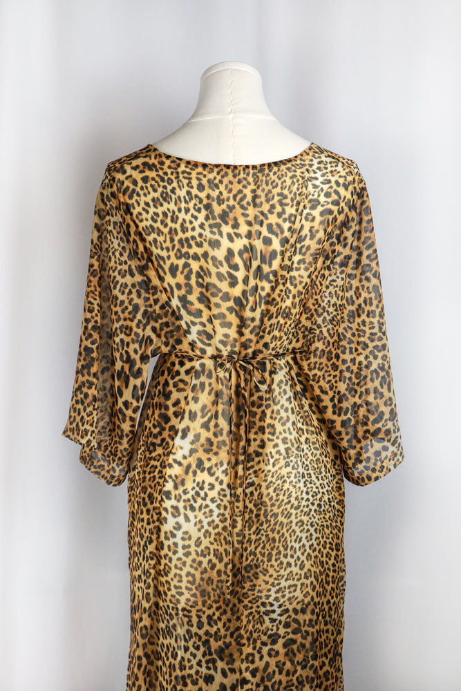 La Perla 2000s Leopard Print Sheer Maxi Kaftan Dress