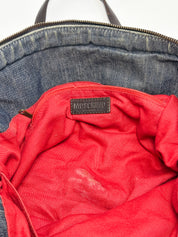 Moschino Jeans 2000s Denim & Leather Studded Spellout Tote Bag