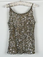 Luisa Spagnoli 1990s Silver Sequin Cami Top - M/L