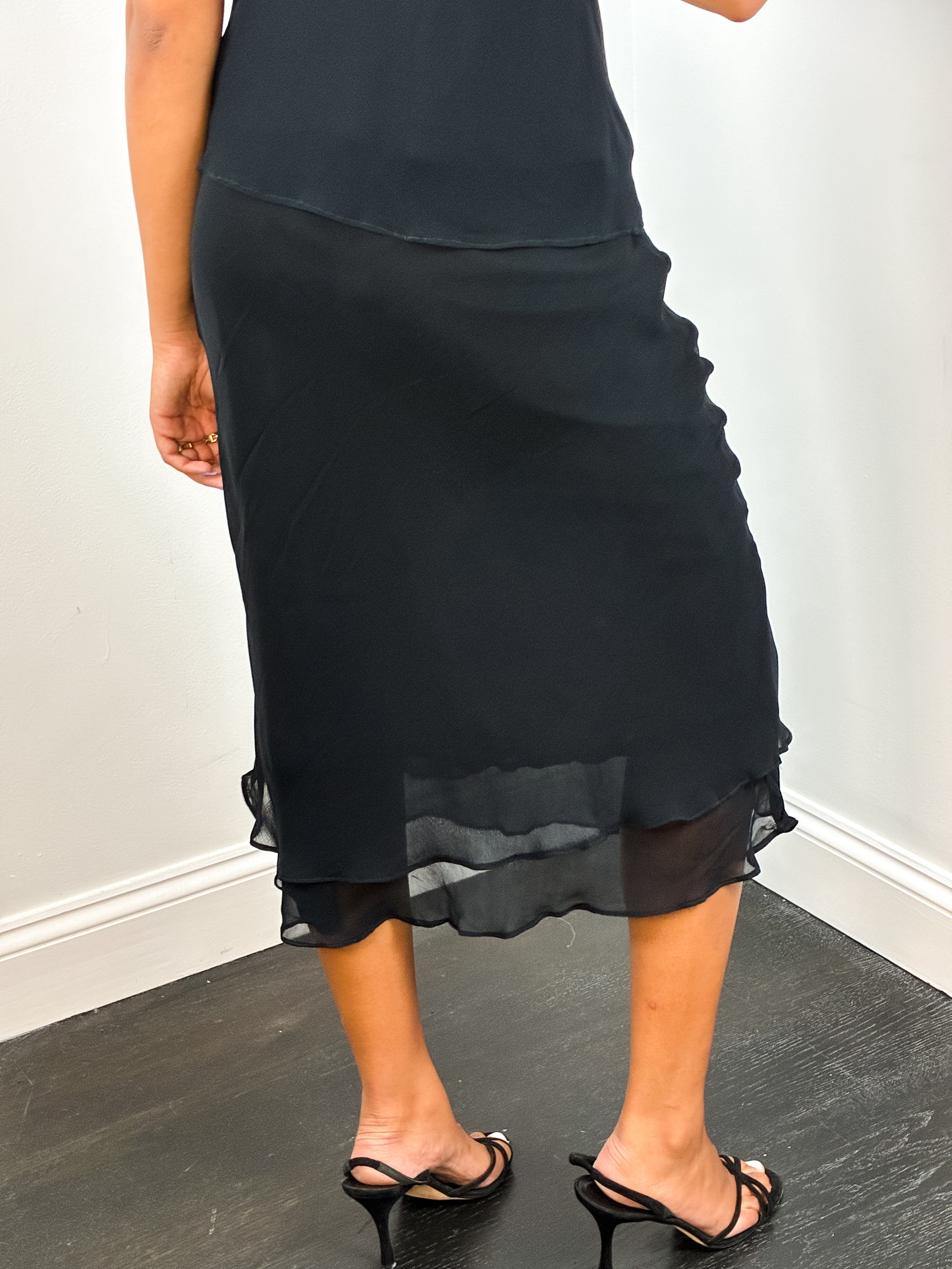 René Derhy Collection 2000s Black Floral Print Top & Skirt Set - S