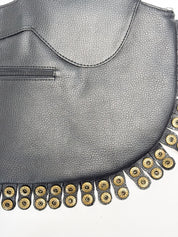 Campomaggi 2000s Black Leather Dome Stud Crescent Tote Bag