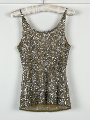 Luisa Spagnoli 1990s Silver Sequin Cami Top - M/L
