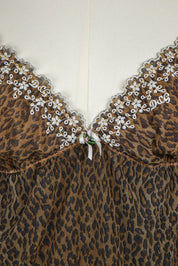 D&G 2000s Cheetah Babydoll Slip with Floral Lace Trim