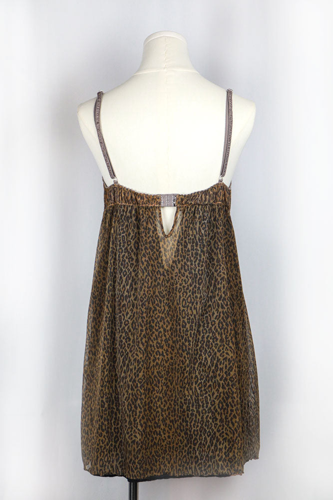 D&G 2000s Cheetah Babydoll Slip with Floral Lace Trim
