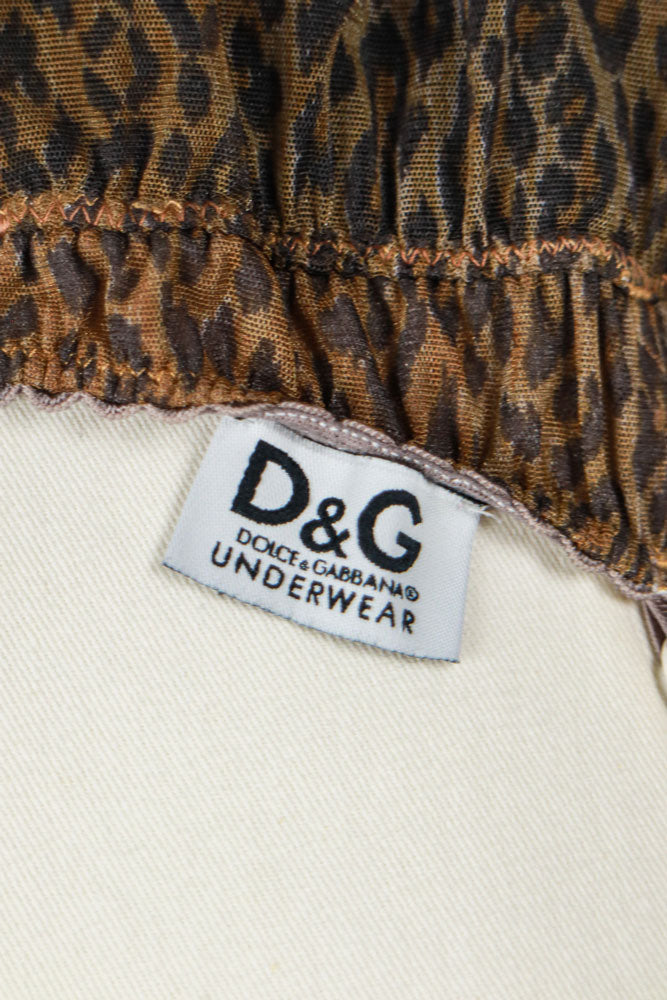 D&G 2000s Cheetah Babydoll Slip with Floral Lace Trim