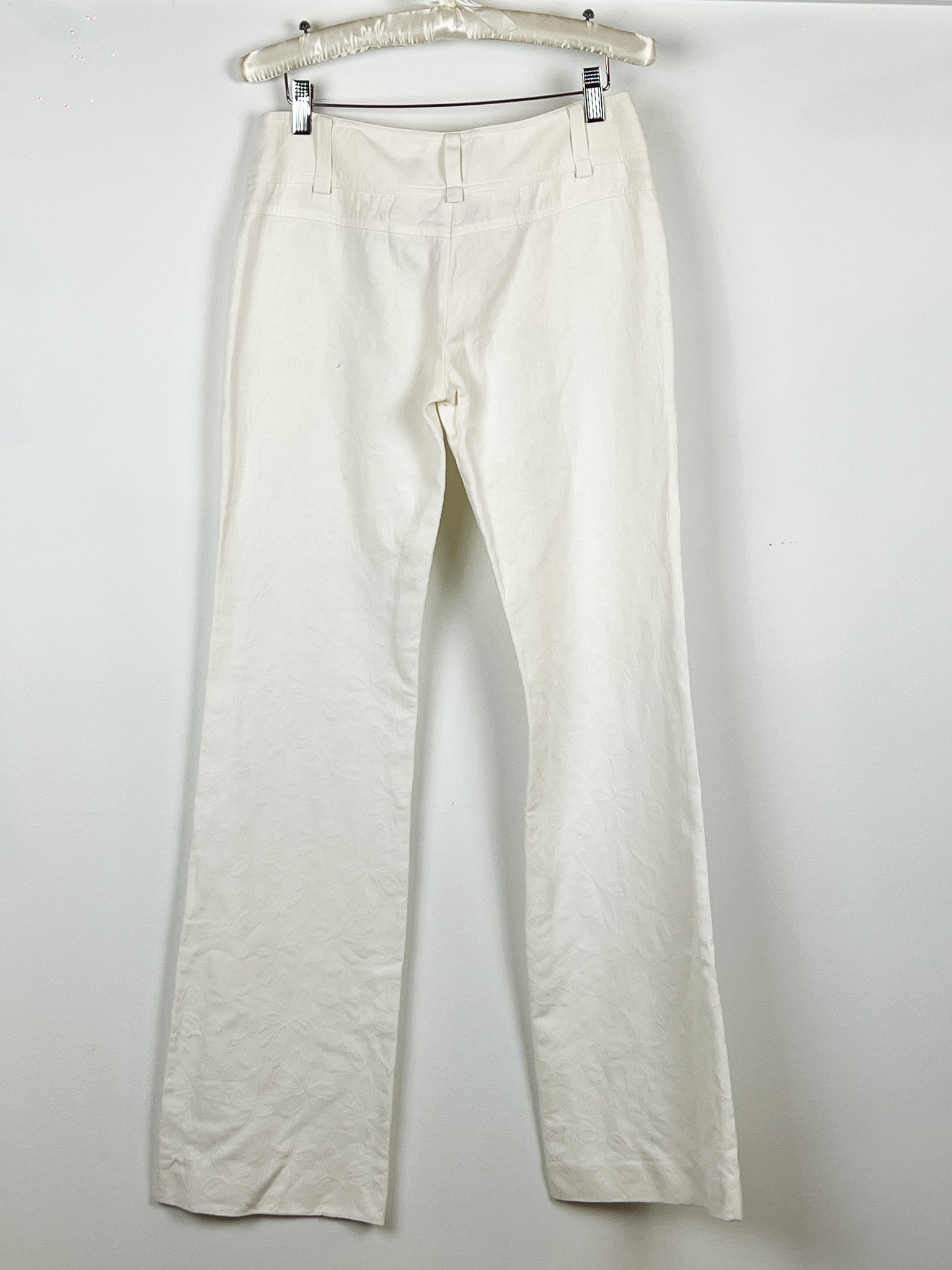 Maurizio Pecoraro Milano 2000s Ivory Cotton Jacquard Flare Trousers - IT 42