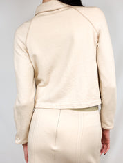 Blumarine 2000s Cream Cashmere-Blend Logo Tape Jacket & Skirt Set - S/M