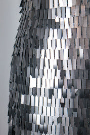 Y2K Silver Rectangular Sequin Mini Dress