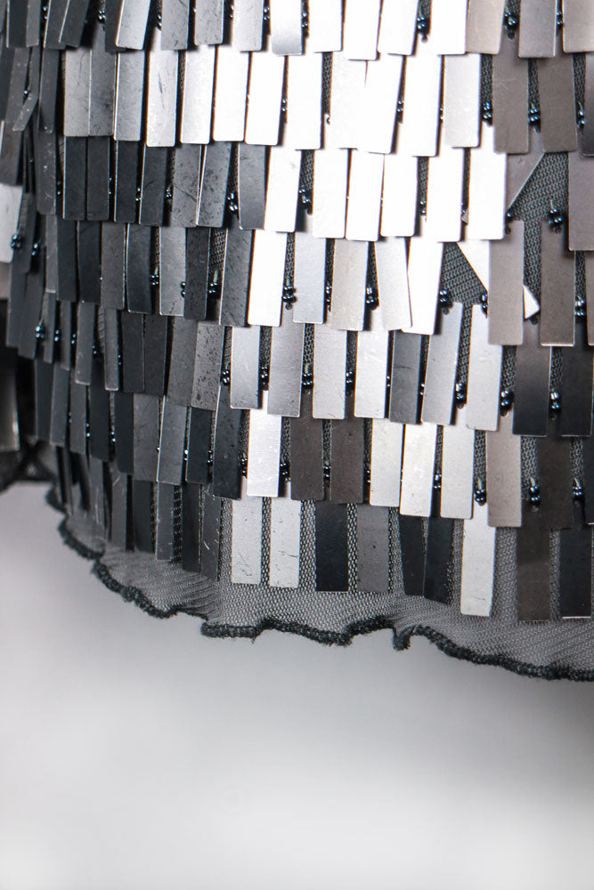 Y2K Silver Rectangular Sequin Mini Dress