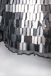 Y2K Silver Rectangular Sequin Mini Dress