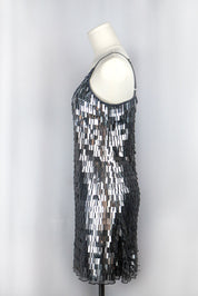 Y2K Silver Rectangular Sequin Mini Dress