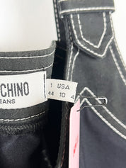 Moschino Jeans 1990s Black Contrast Stitch Buckle Halter Top and Midi Skirt Set - M