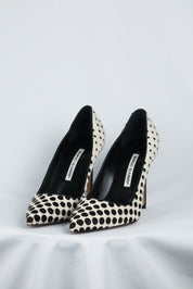 Manolo Blahnik Black & White Ponyhair Dot Pumps