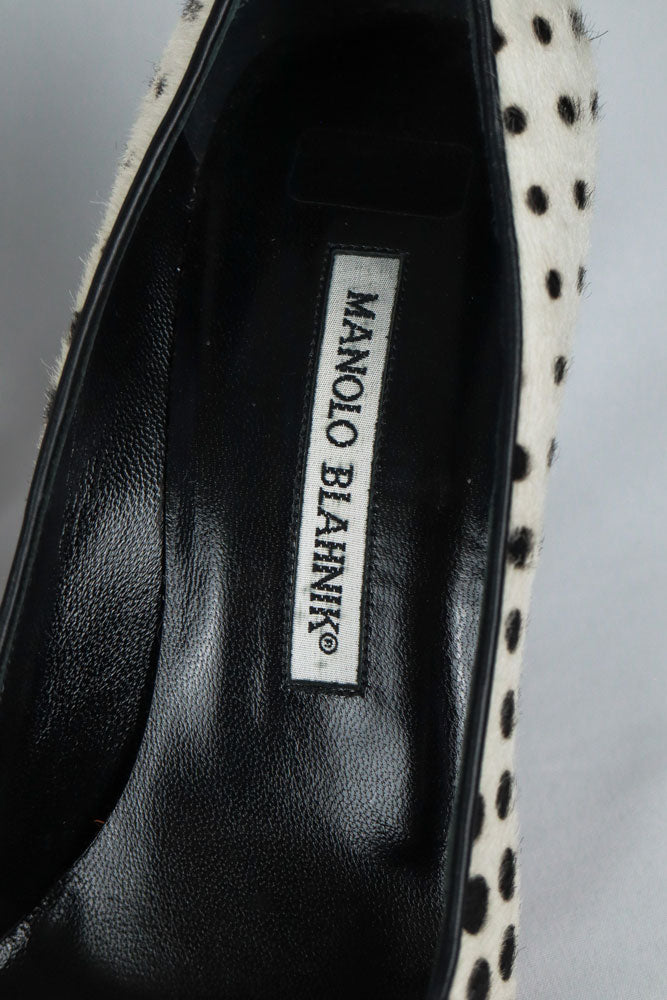 Manolo Blahnik Black & White Ponyhair Dot Pumps