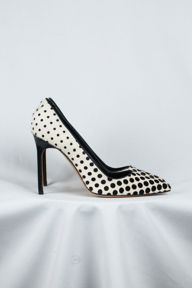 Manolo Blahnik Black & White Ponyhair Dot Pumps