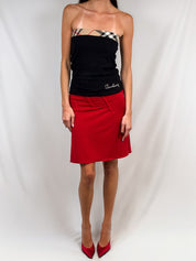 Burberry 2000s Nova Check Rhinestone Logo Tube Top - S/M