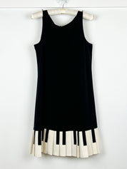 Moschino Cheap and Chic 2000s Black Piano Key Pleated Hem Shift Dress - IT 42