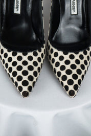 Manolo Blahnik Black & White Ponyhair Dot Pumps