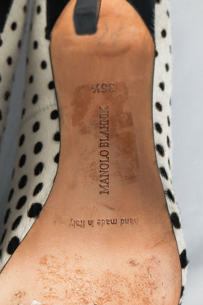 Manolo Blahnik Black & White Ponyhair Dot Pumps