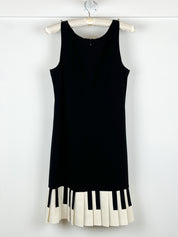 Moschino Cheap and Chic 2000s Black Piano Key Pleated Hem Shift Dress - IT 42