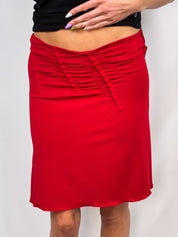 Alberta Ferretti 2000s Red Ruched Flared Skirt - M