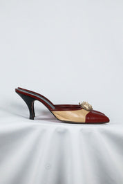 Blumarine Red and Beige Rosette Heels