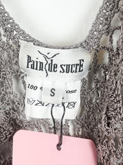 Pain de Sucre Grey Viscose Crochet Mini Dress Coverup - S