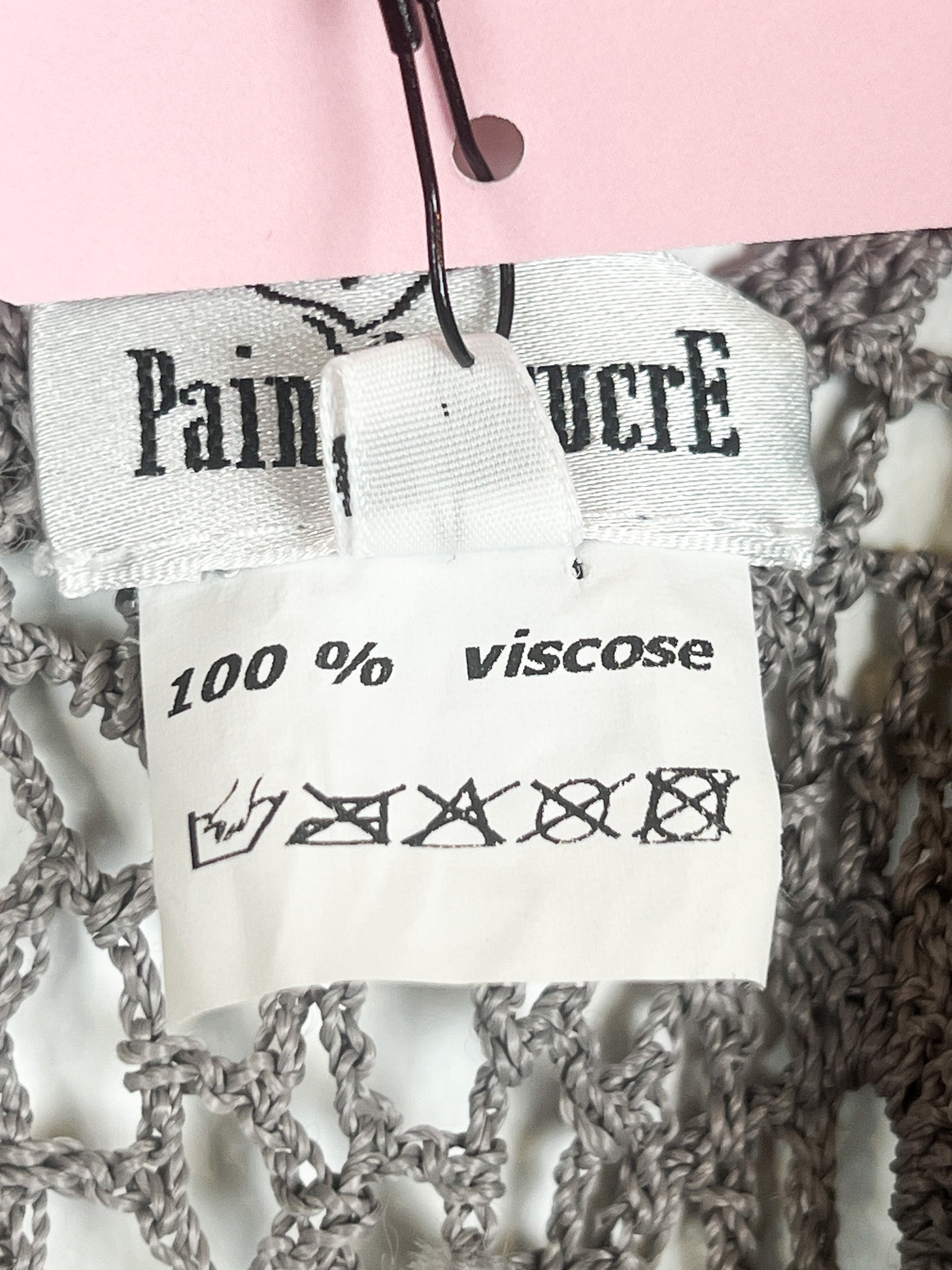 Pain de Sucre Grey Viscose Crochet Mini Dress Coverup - S