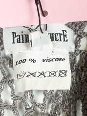 Pain de Sucre Grey Viscose Crochet Mini Dress Coverup - S