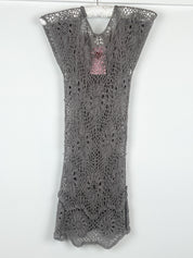Pain de Sucre Grey Viscose Crochet Mini Dress Coverup - S