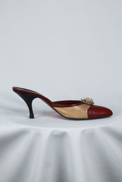 Blumarine Red and Beige Rosette Heels