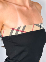 Burberry 2000s Nova Check Rhinestone Logo Tube Top - S/M