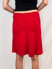 Alberta Ferretti 2000s Red Ruched Flared Skirt - M