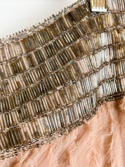 Patrizia Pepe Sera 2000s Blush Feather-Fringe Pencil Skirt with Beaded Waistband - M