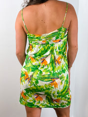 Diane von Furstenberg 2000s Green Tropical Tie-Front Mini Dress - S/M
