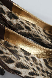 Just Cavalli Canvas Snow Leopard Heels with Brown Leather