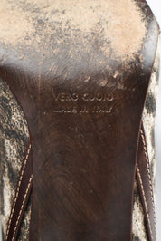 Just Cavalli Canvas Snow Leopard Heels with Brown Leather